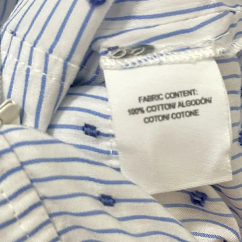 Derek Lam 10 Crosby Poplin Pinstripe Polka Dot Fit Flare‎ Dress Blue Size 2 - Image 13