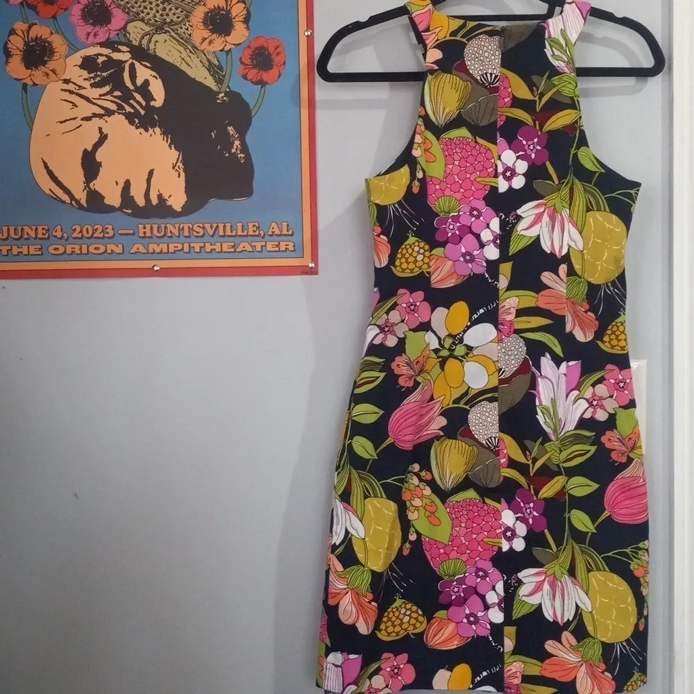 Trina Turk Navy Multicolored Floral Leaf Print Sleeveless Dress - Image 16