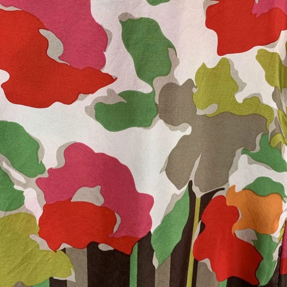 Apostrophe Size S Blouse Silk Floral Crew Neck Pull Over Banded Bottom Women’s - Image 4