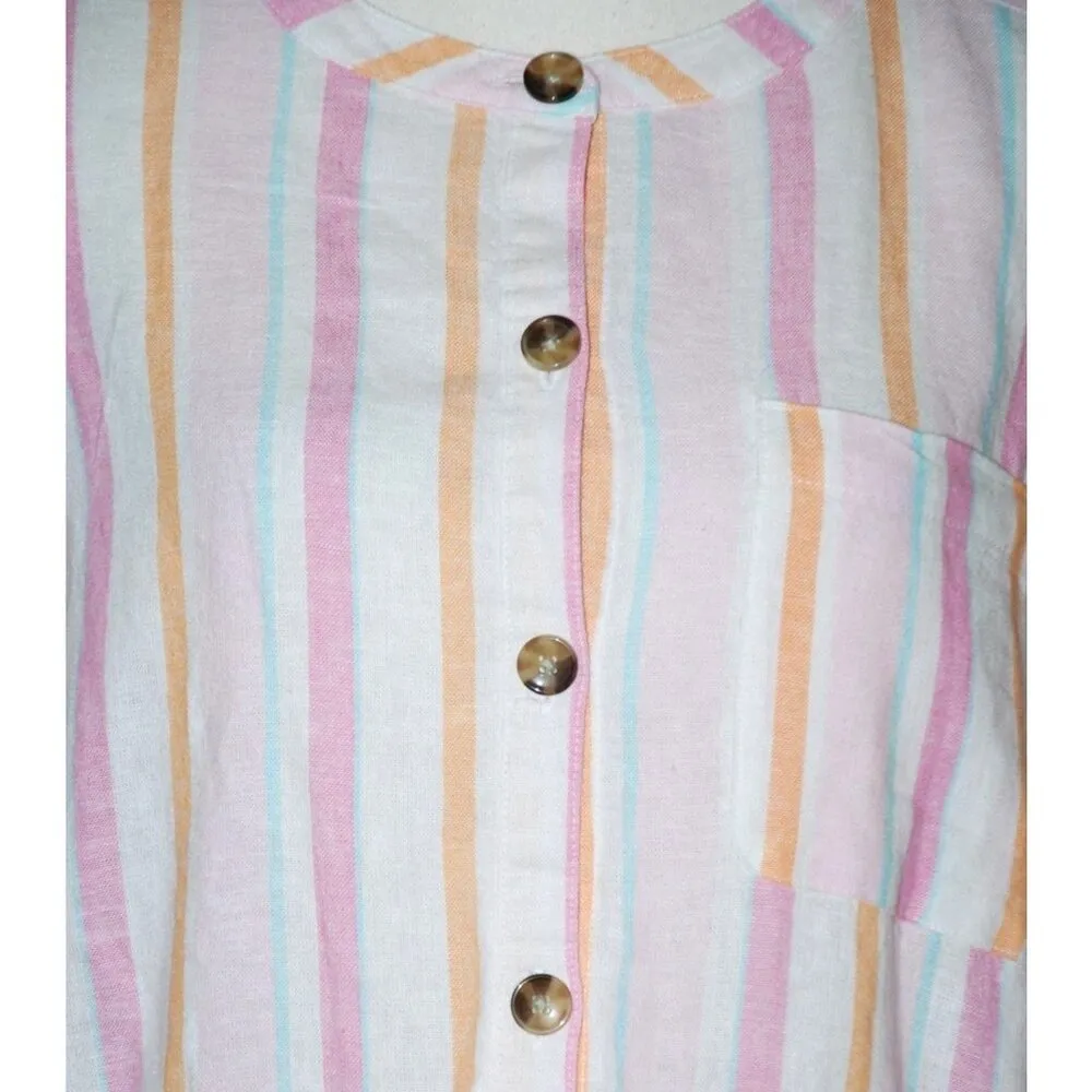 NWT Time And Tru Ladies Pink Striped Sheath Dress Size XXL Linen Blend Pockets S - Image 3