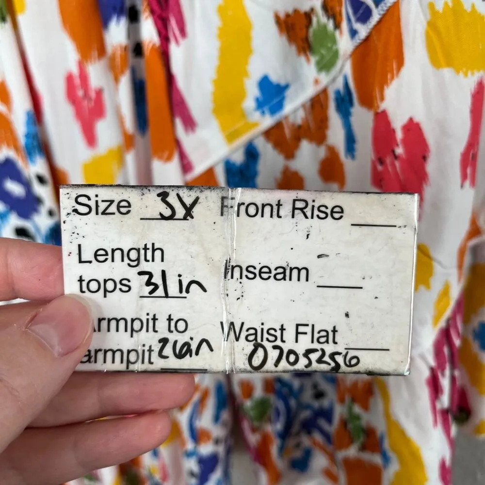 Calessa Plus Size Colorful Ikat Print Boat Neck Flared Sleeve Top 3X Pink - Image 8