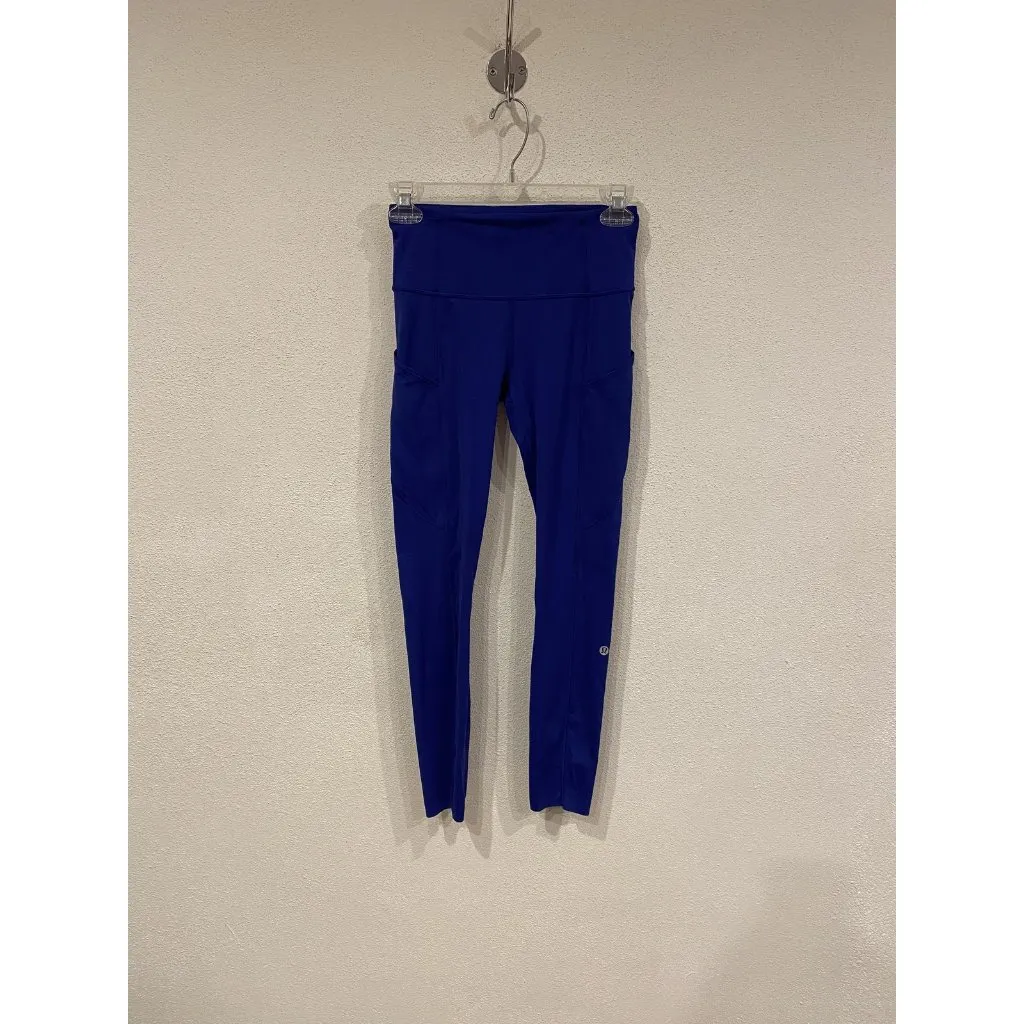 Lululemon Fast and Free Leggings Womens 4 Blue High Rise Ankle Pocket Yoga Gym - Image 2