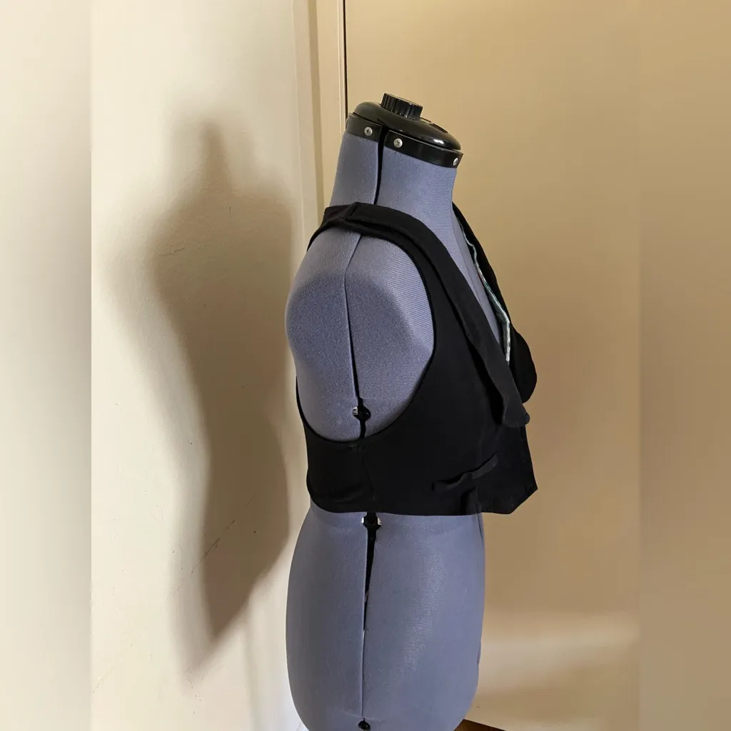 Vintage Spoiled Checkered Cropped Vest Junior Size M Brown - Image 5