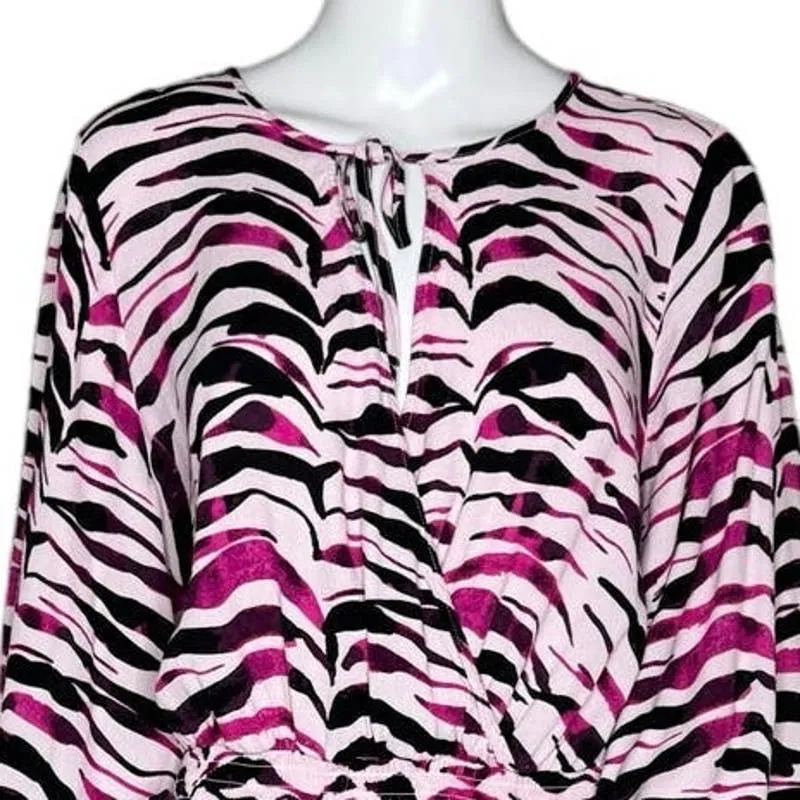 Eloquii Dress Womens 16 Pink Black Zebra Print Maxi Dress Rocker‎ Edgy Statement - Image 5