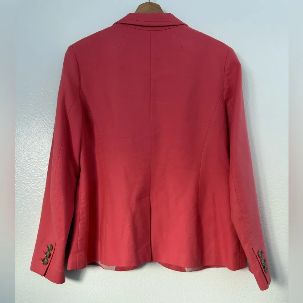 Talbots Salmon Pink Blazer Classic Preppy Two-Button Jacket Size 10 - Image 4