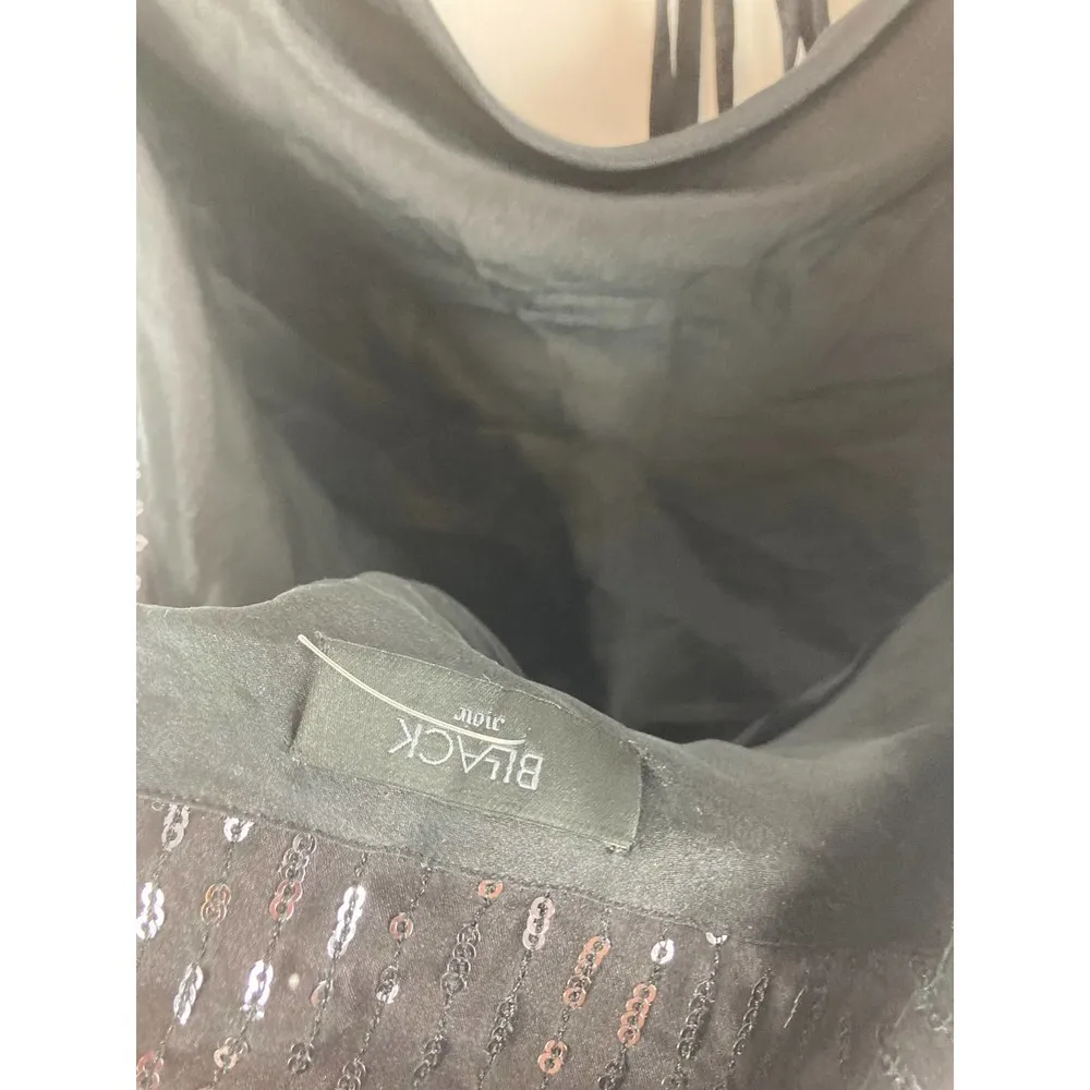 NWT Black Silk Sequin draped back sleeveless blouse Small UK36 - Image 3
