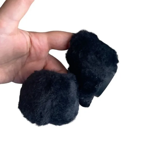 Topshop Ali Black Faux Fur D'orsay Flat Size EU 36/ US 5.5‎ New - Image 5