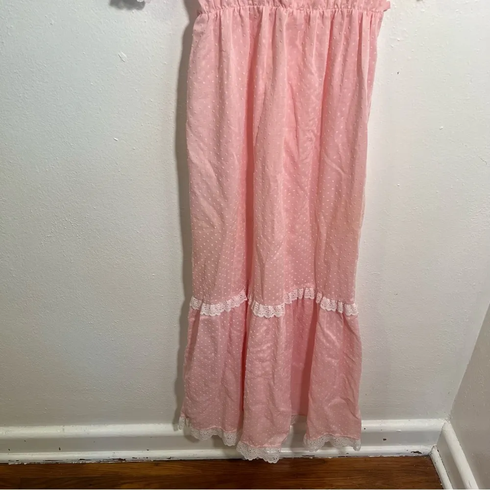 Vintage Dress Nightgown Light Pink Swiss Dot Lace Size XS - Image 11