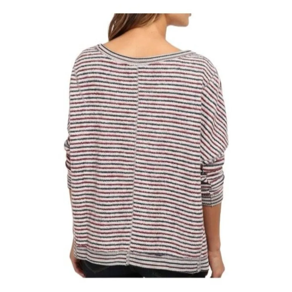 Free People  Women's Little Ann Striped Dolman Sleeve Sweater Medium Grey Combo - Image 2