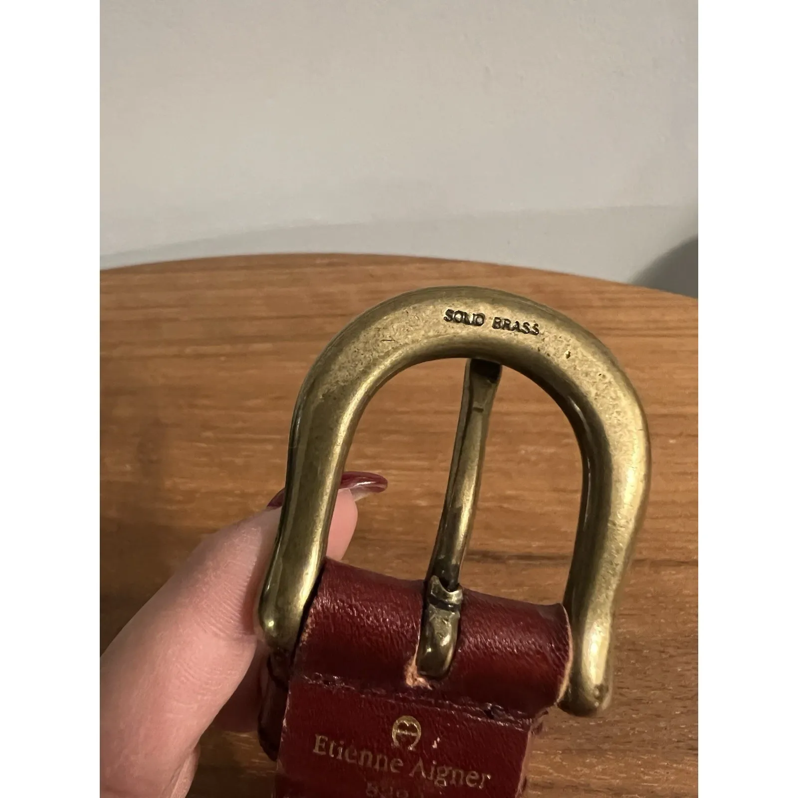 Etienne Aigner Leather Woven Belt Size Small Genuine Leather 8292 Solid Brass - Image 6