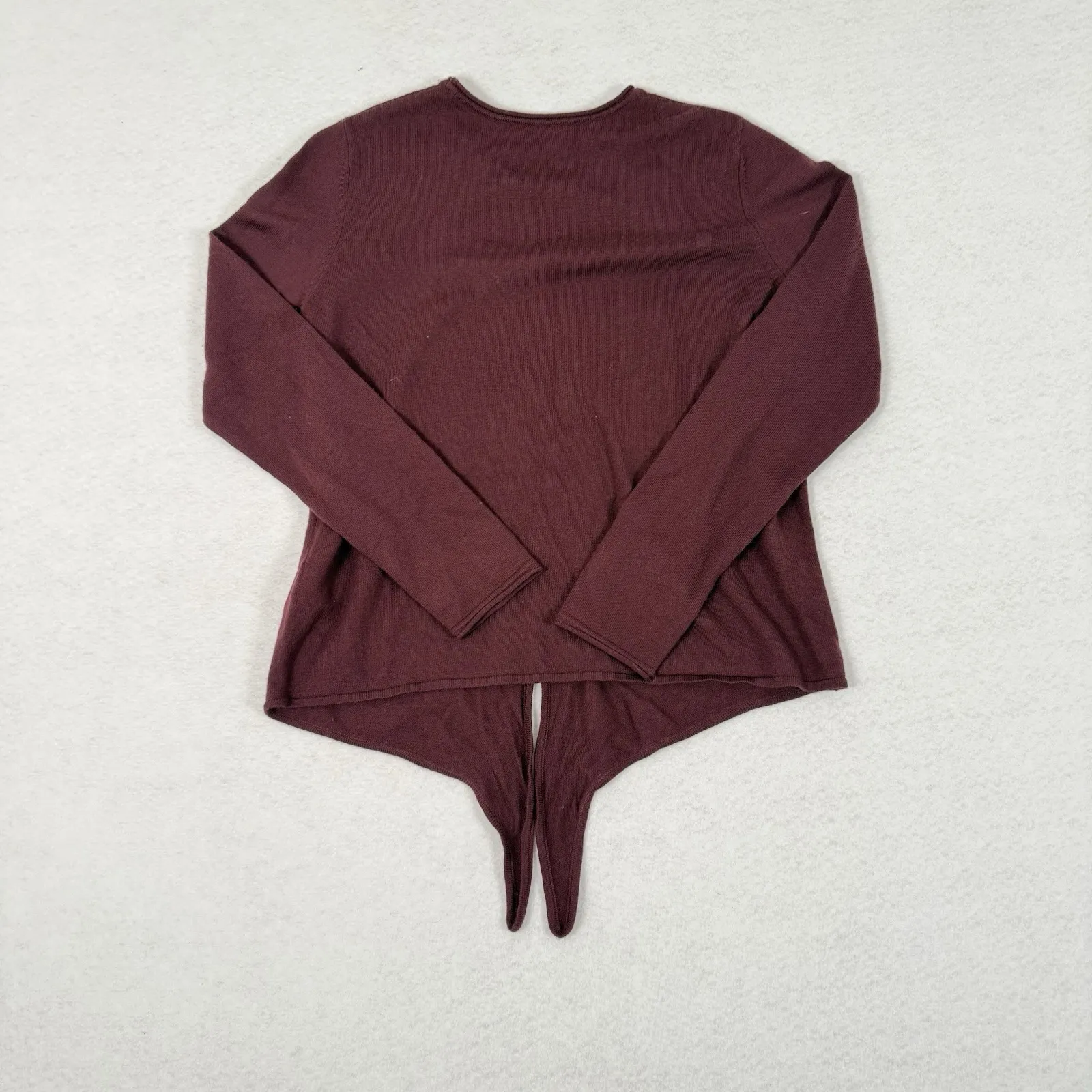 Babaton Merino Wool Long Sleeve Front‎ Tie Sweater - Image 3