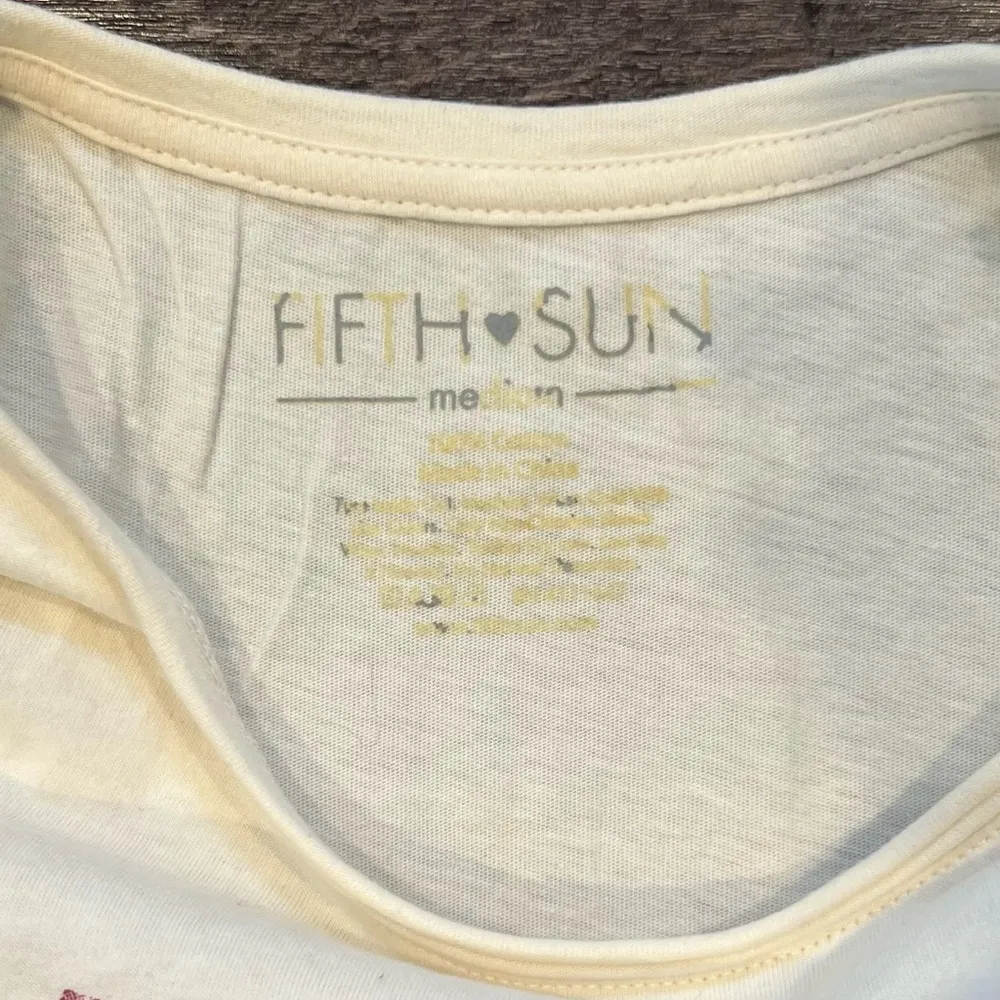 Fifth Sun “Mama Needs Some Wine” Cream Colored Tee Size Medium 100% Cotton - Image 2