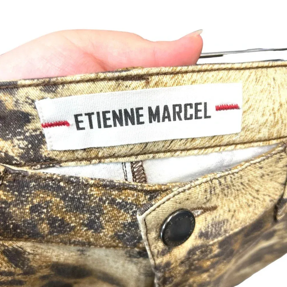 Etienne Marcel Cheetah Animal Print Skinny‎ Jeans Zip Ankle Size 25 Tan - Image 4