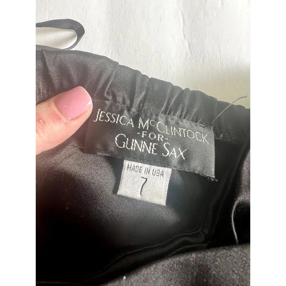 Vintage Women's Jessica McClintock Gunne Sax Satin Mini Dress Size 7 - Image 4