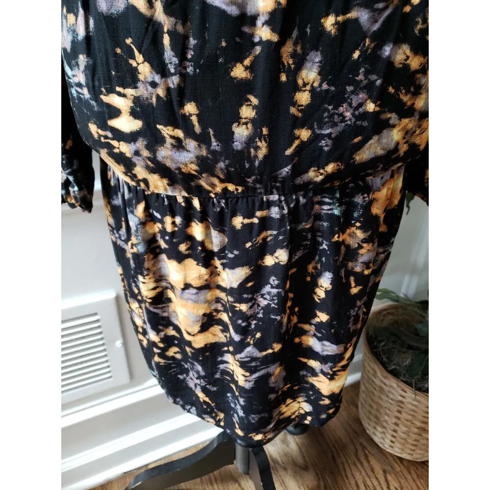 Women's True Craft Black Tie Dye Long Sleeve Dress Size 1X Rayon Fall Style - Image 5