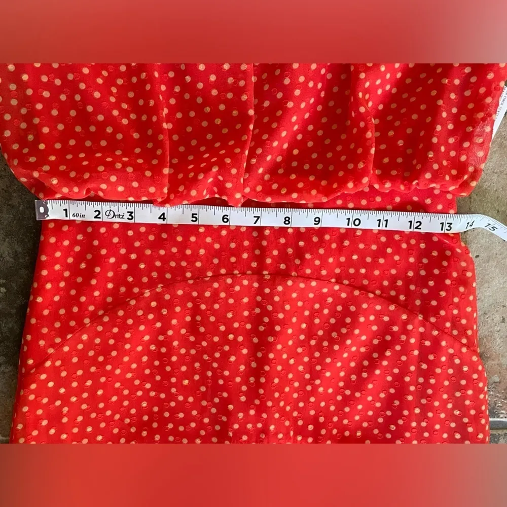 NEW Taylor Sleevless Halter Neck Polka Dot HighLow Chiffon Blouson Coral Dress 2 Orange - Image 10