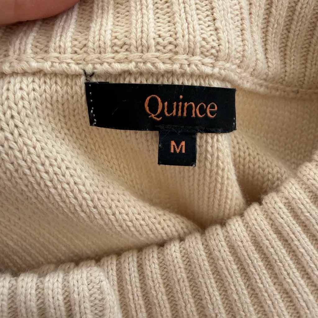 Quince Cropped Ivory Button-Up Cardigan size medium - Image 5