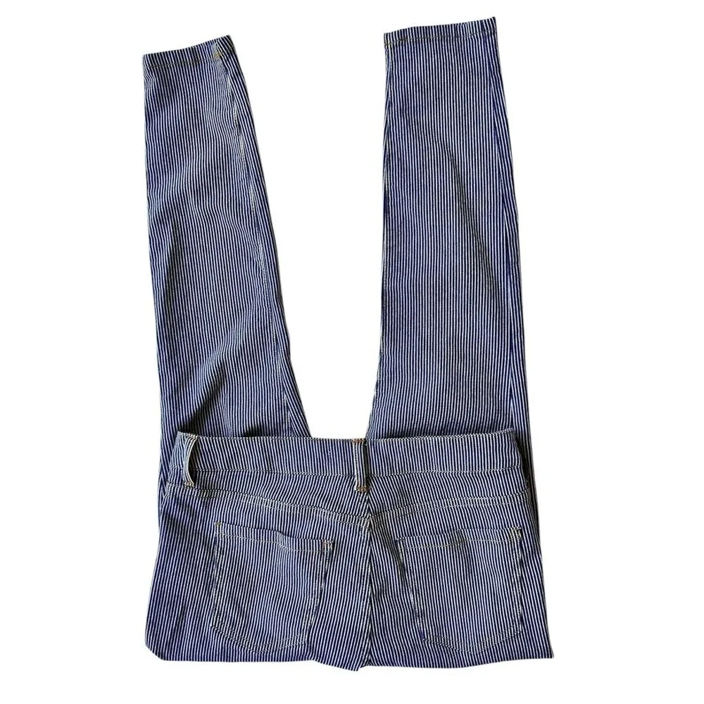 Harper Jeans Size 26 Pin Striped Navy White Skinny Straight Leg Mid Rise Cotton Blue - Image 8