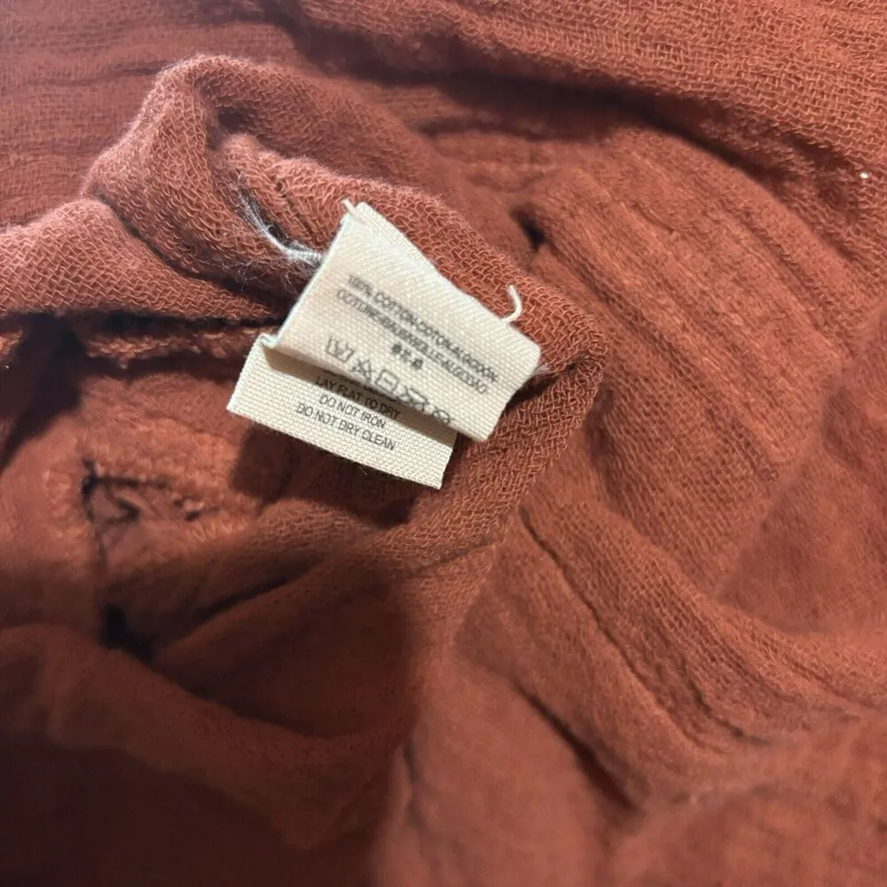 Jens Pirate Booty Cardigan Womens XS Small Orange Fringe Boho Gauze Sweater - Image 7