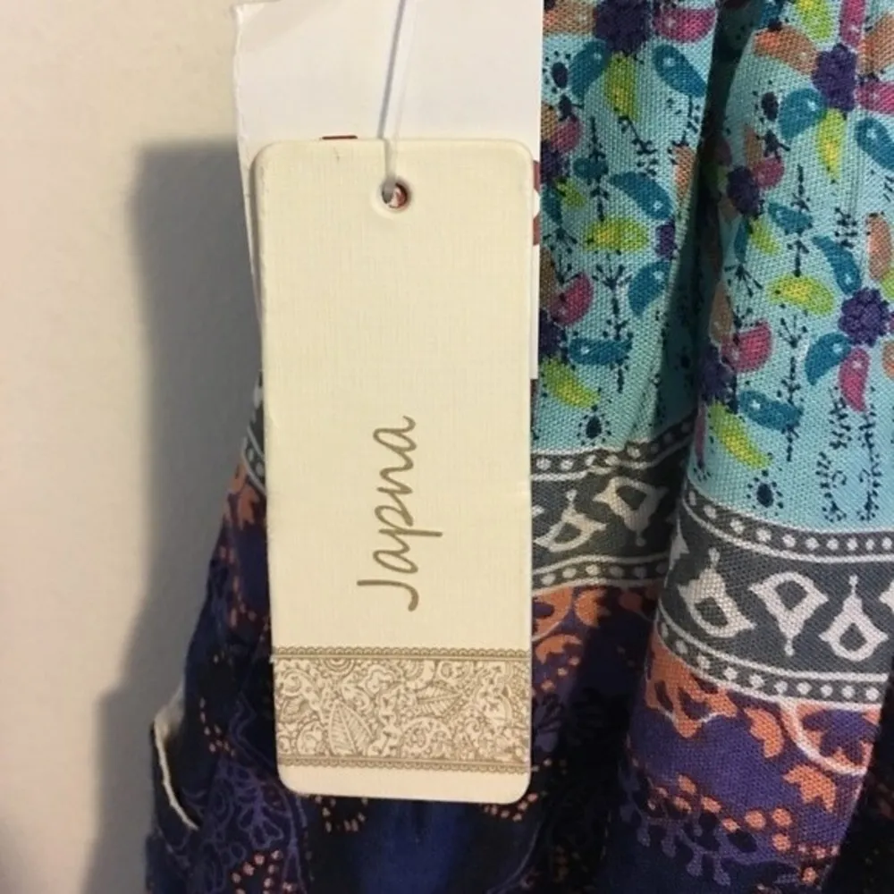 Japna Tiered Summer Short Skirt Size M Pockets Boho Blue Pink Viscose NEW - Image 3