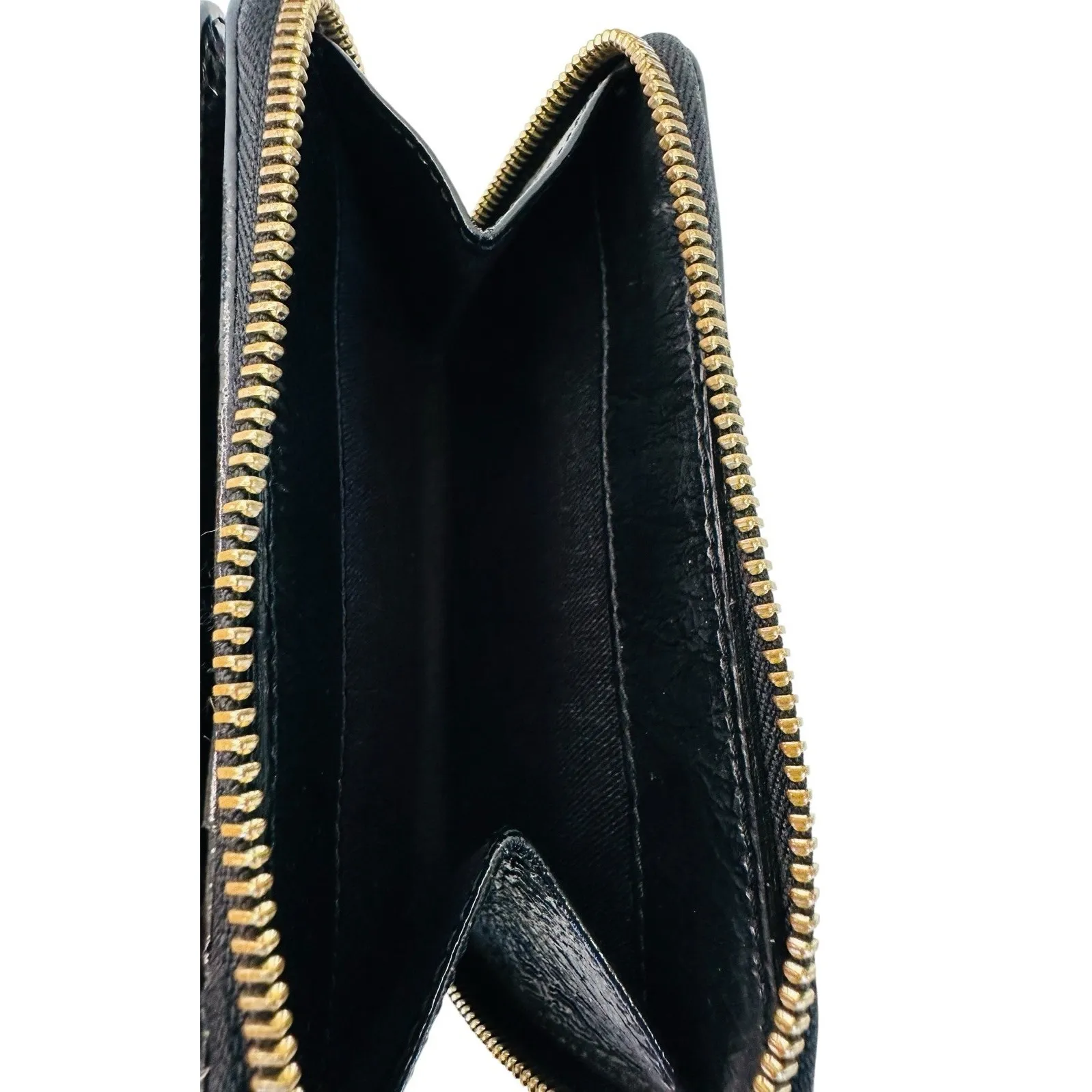 See By Chloe Black Leather Zip Around Compact Wallet 6 Card Holder Snap Closure - Image 5