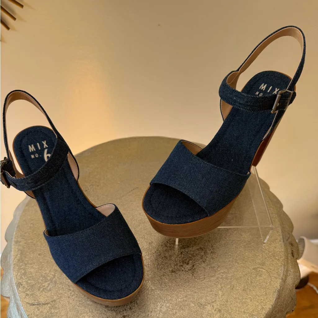 Mix No. 6 - Denim Platform Heels - Image 2