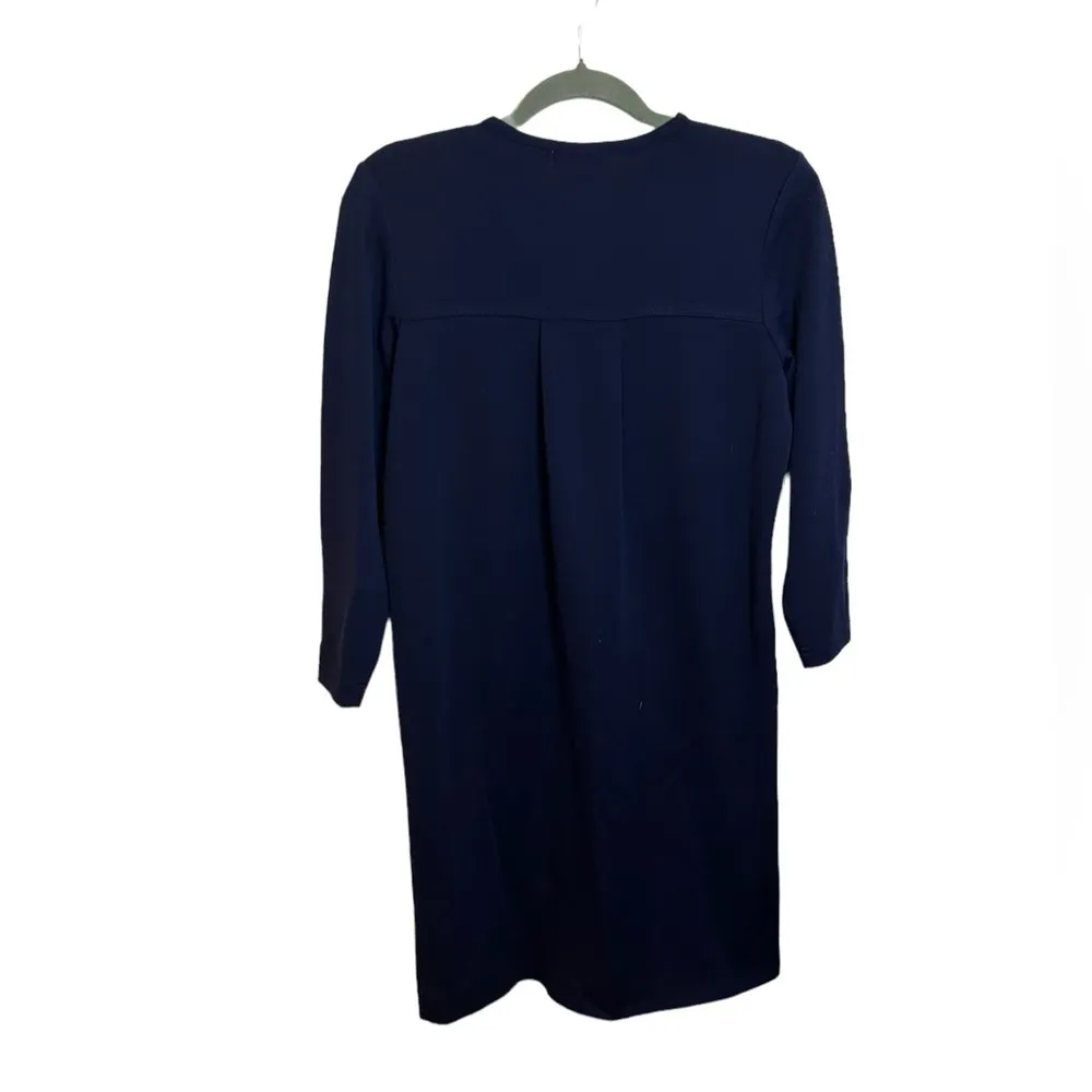 Liz Claiborne Vintage Navy Blue Wool 3/4 Sleeve Sweater Dress - Image 2