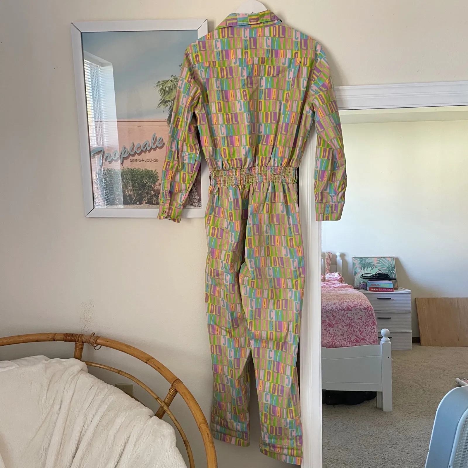 Lucy & Yak Frankie Spellout Colorblock Pastel Boilersuit Coveralls Jumpsuit Pink - Image 5