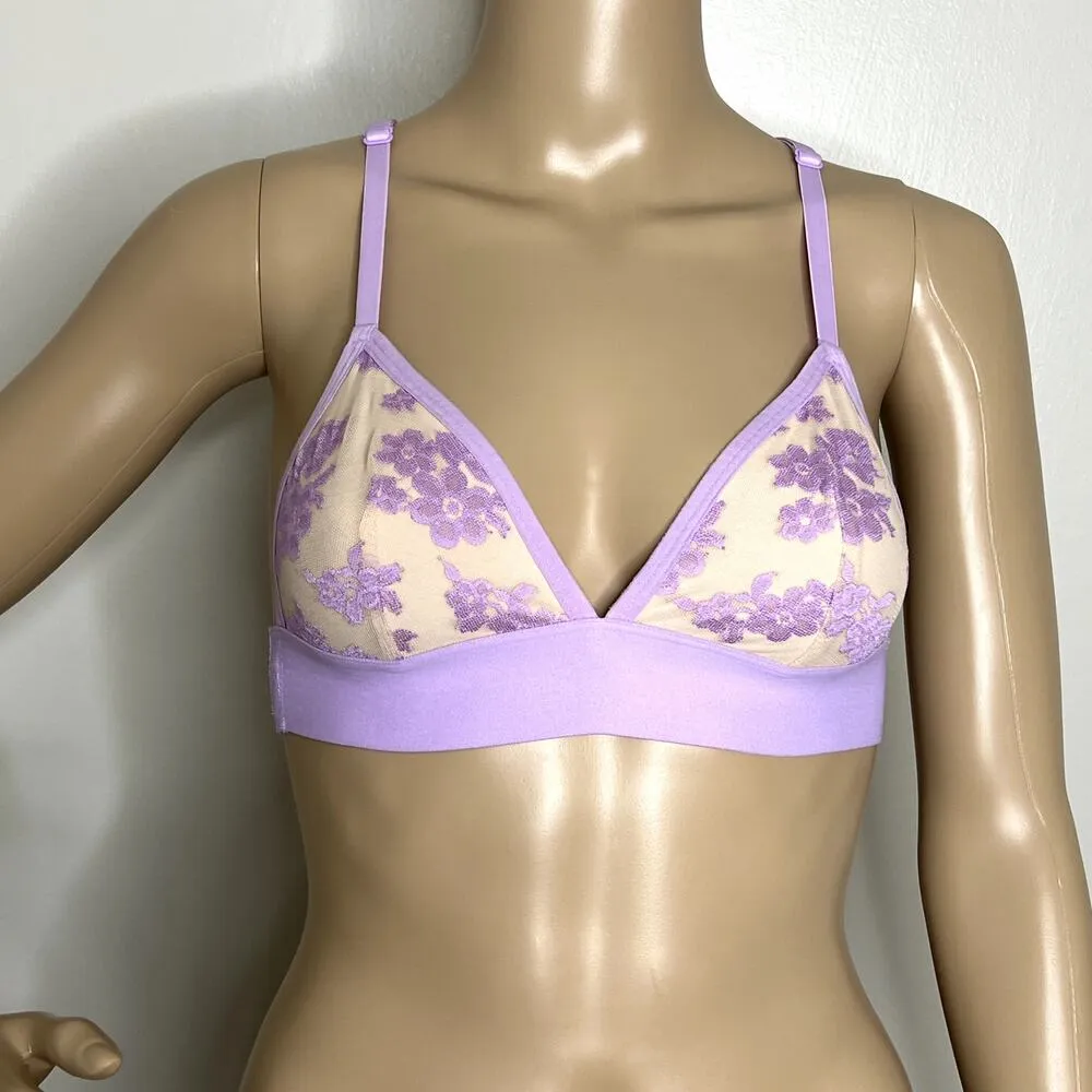 PINK Victoria's Secret Criss Cross Purple Lace Bralette - Image 8