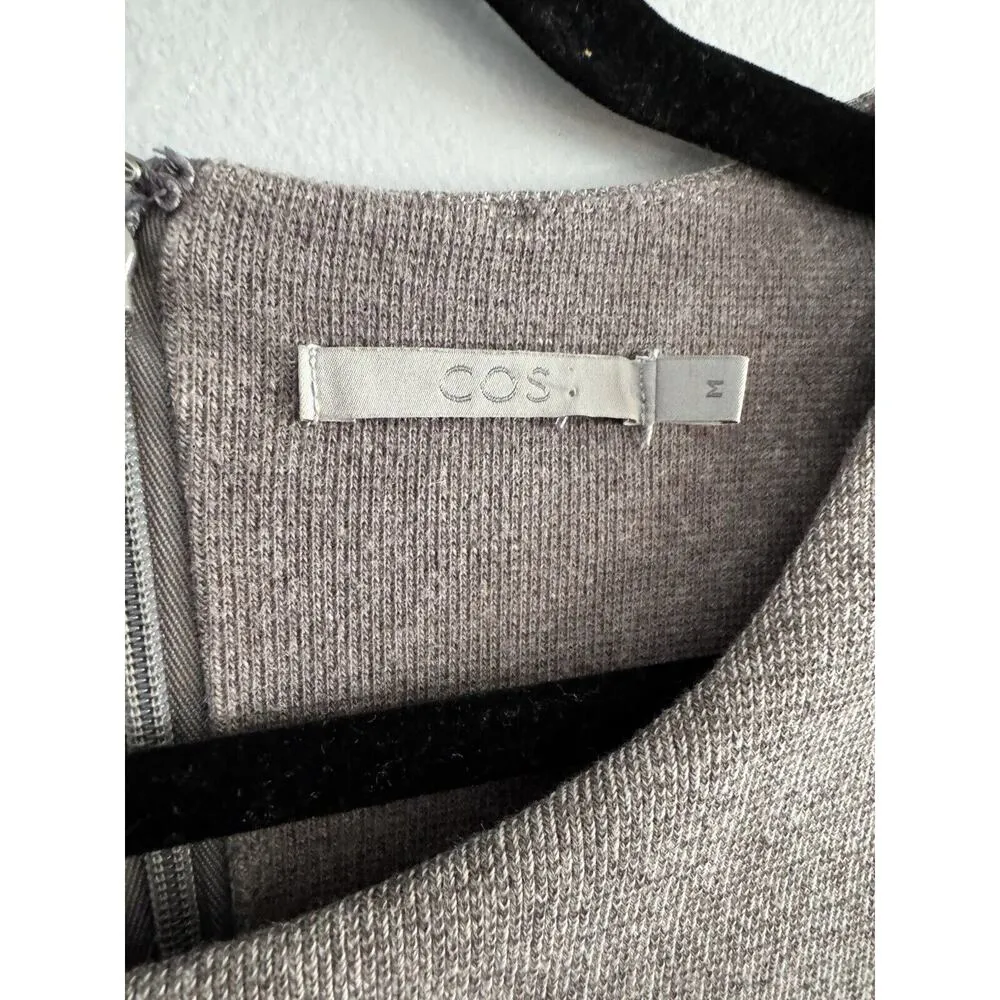 COS Light Gray Ponte Knit Long Sleeve Knee Length Sheath Dress Size Medium - Image 5