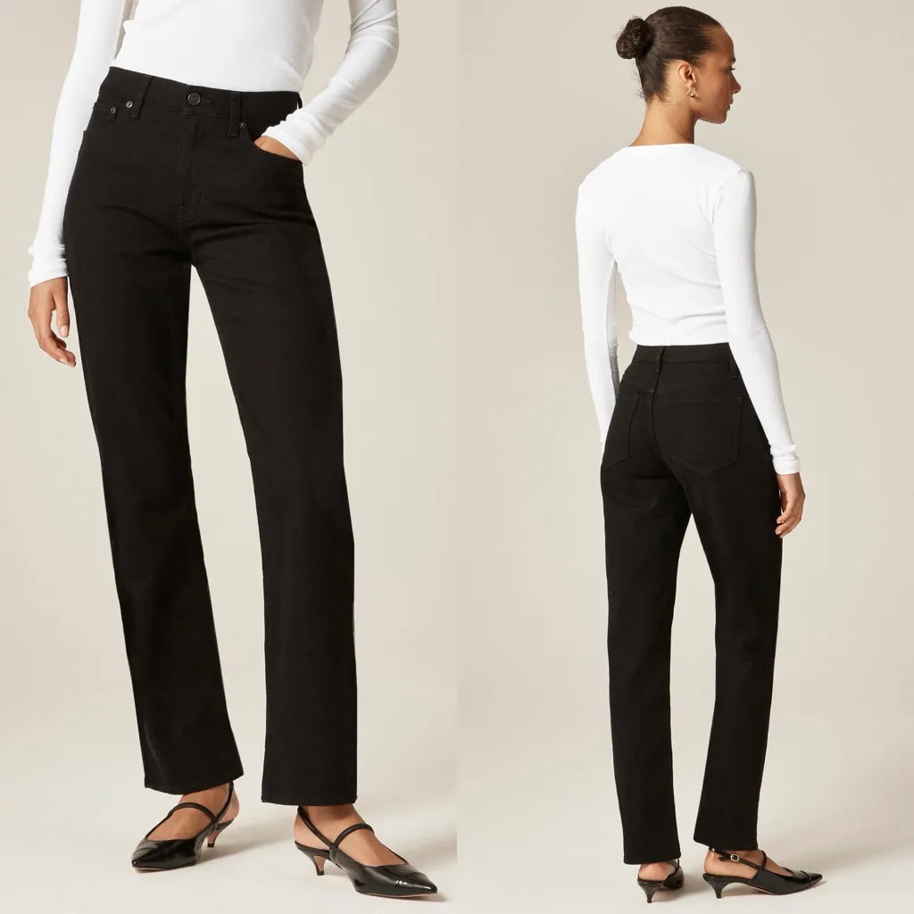 J. Crew Nipped Straight Jeans High Rise Semi-Stretch Black Denim NWT $158 Sz 31 - Image 6