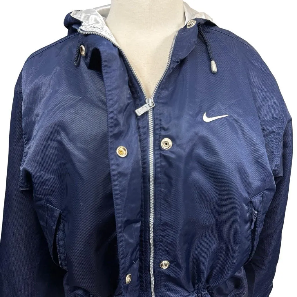 Nike Y2K Women’s Navy Blue Hooded Windbreaker Jacket Size Small - Image 2