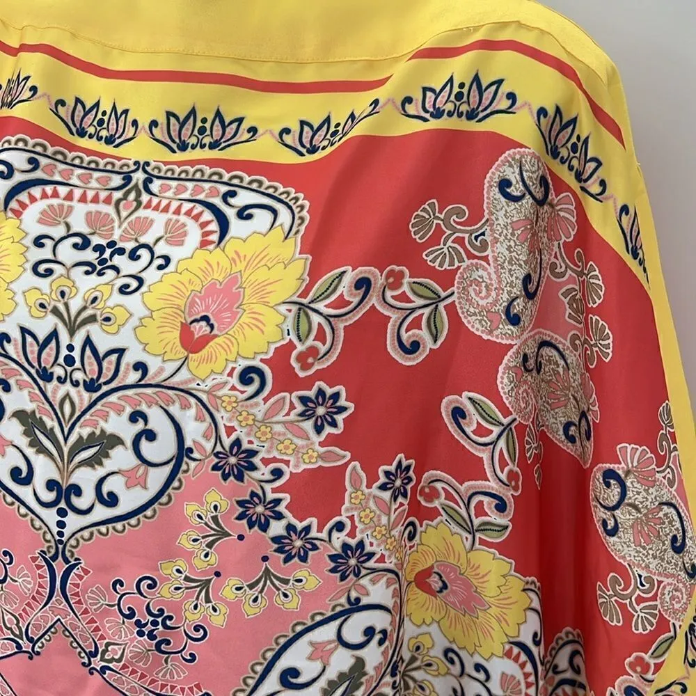 JM Collection new yellow medallion garden XXL blouse - Image 3