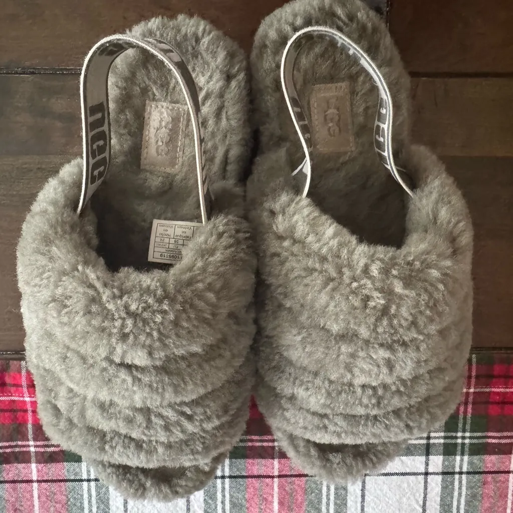 UGG Women's Fluff Yeah Slide Slipper, Burnt Olive, 7 M US - Image 4