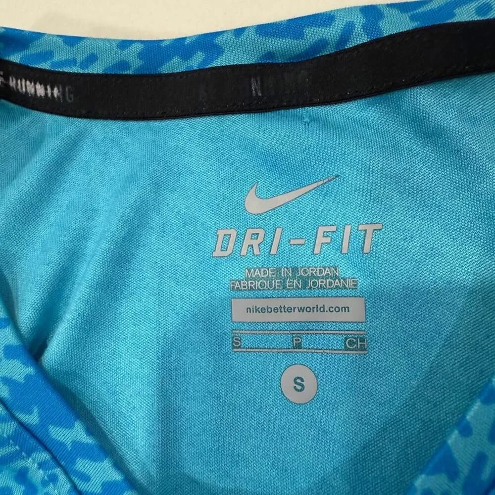 Nike Running DriFit Cap Sleeve Activewear T Shirt Womens Small Teal Blue Workout - Image 4