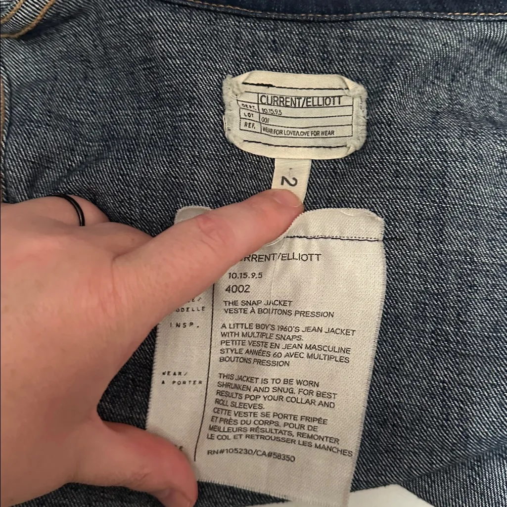 Current/Elliott Blue The Snap Jean Jacket - Image 5