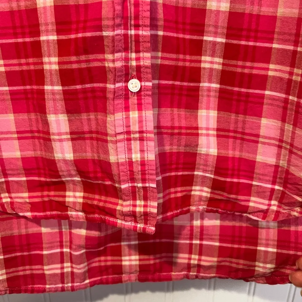 Denim & Supply Ralph Lauren Pink Plaid Cotton Boyfriend Shirt size medium - Image 3