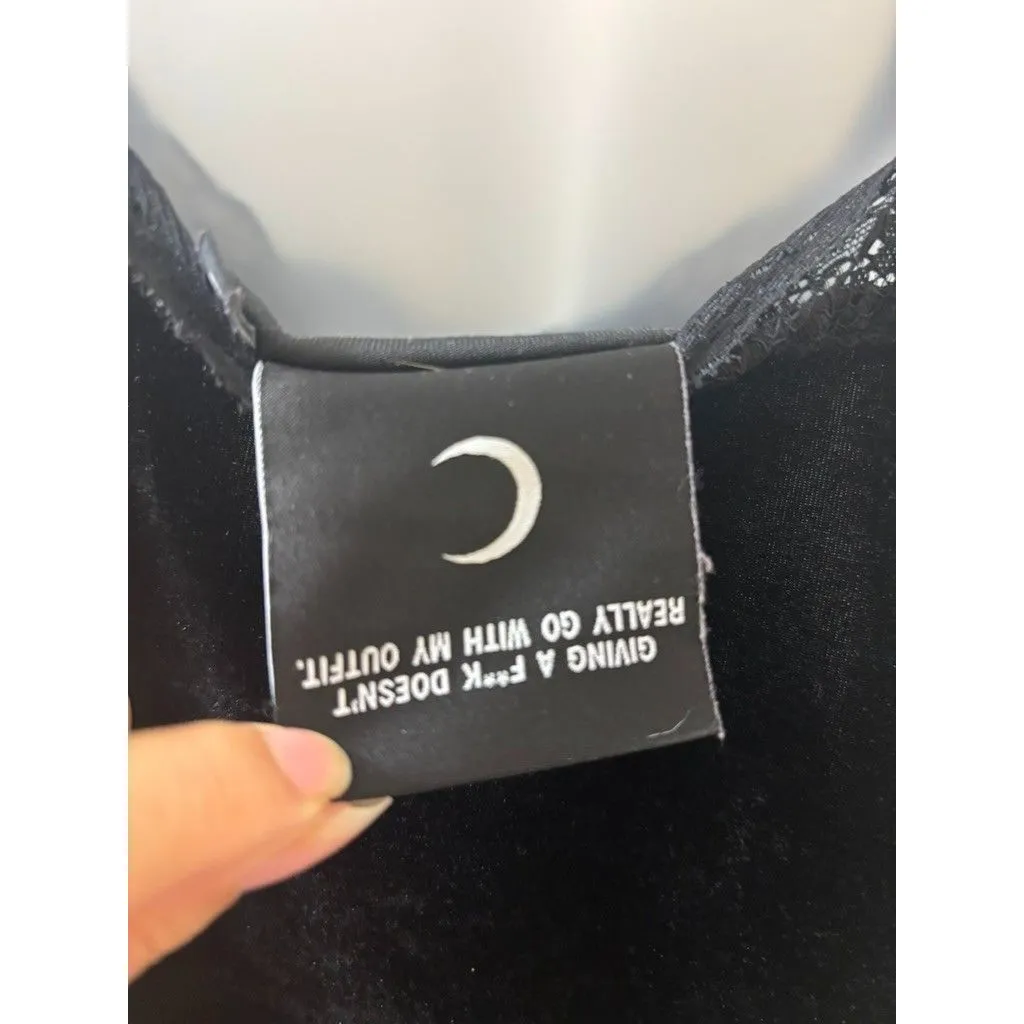 Carrie Caustic Killstar Black lace trim lace and velvet tank top S gothic - Image 12