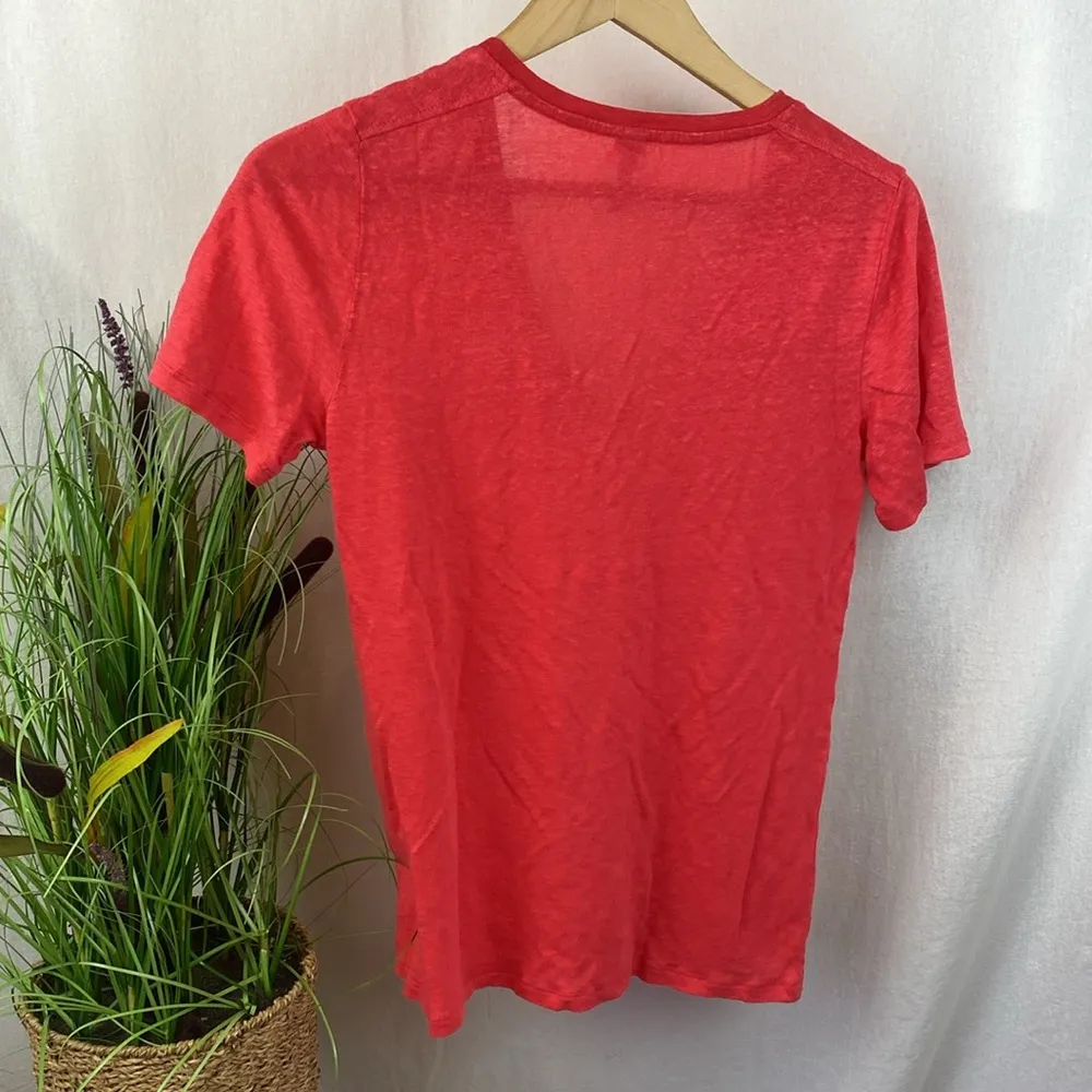 Banana Republic 100% Linen Short Sleeve V Neck Tee T Shirt Top S - Image 2