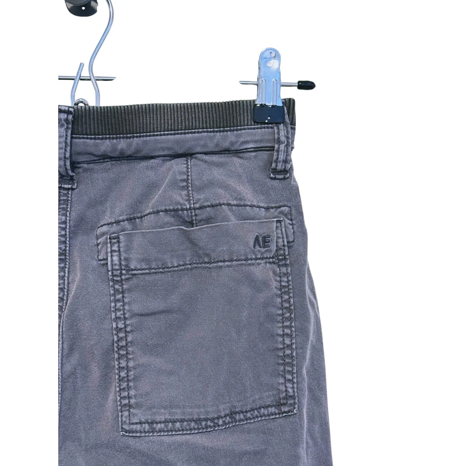 American Eagle Y2K Parachute Utility Cargo Pants 000 Gray Gorpcore Streetwear - Image 8