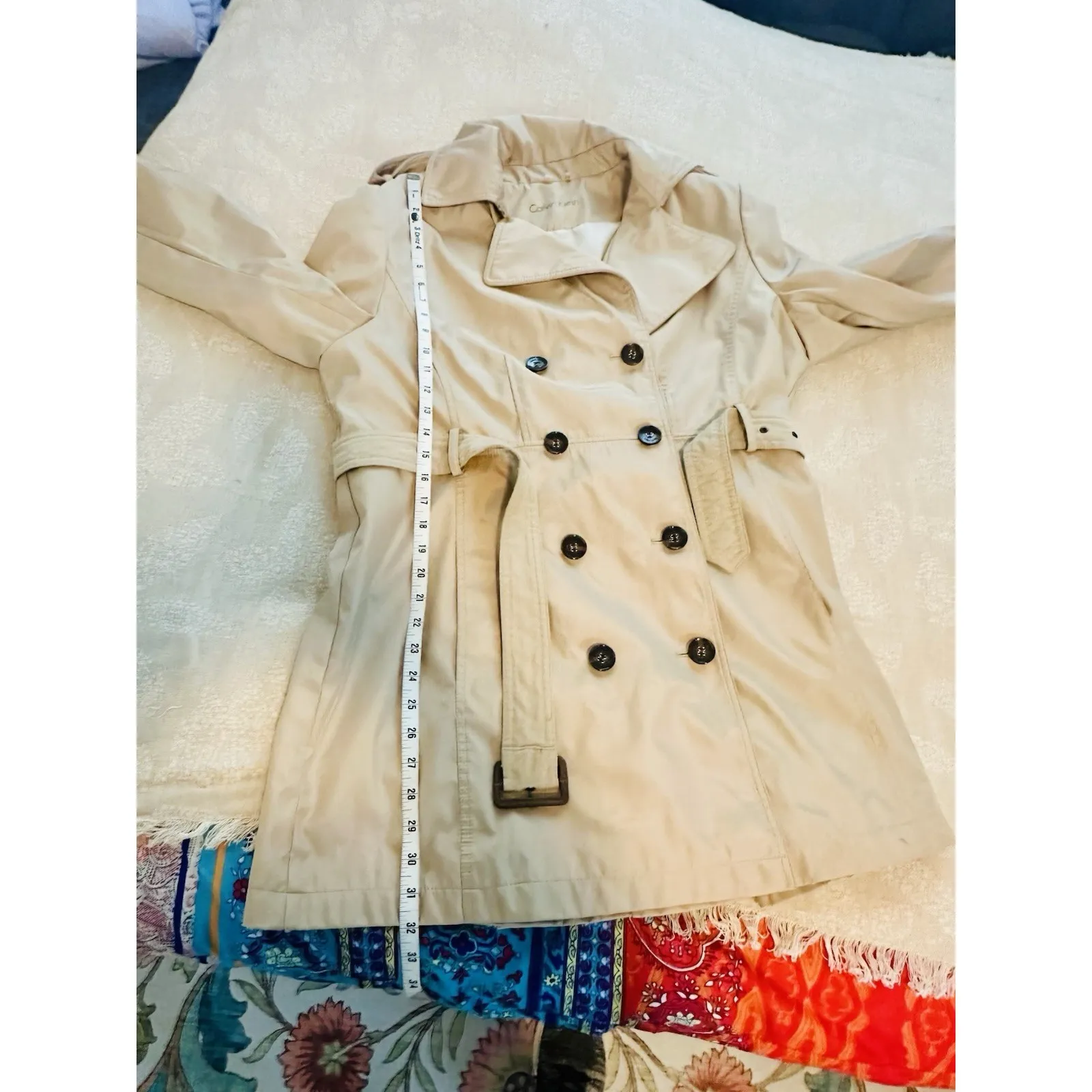 Calvin Klein Tan Trench Coat Size XL - Image 8