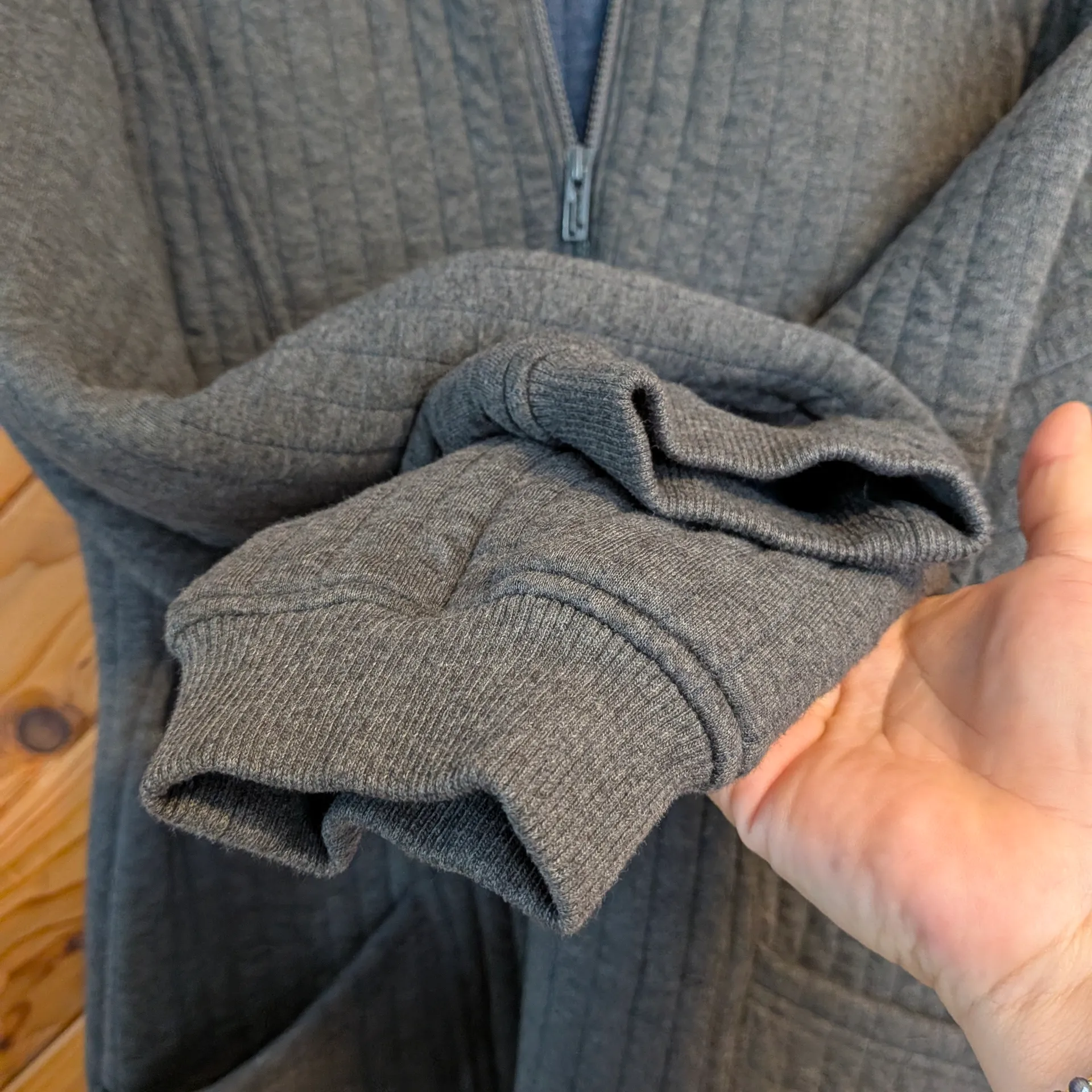 Lunya Charcoal Restore Double Knit Half Zip Pullover Size Medium Gray - Image 5