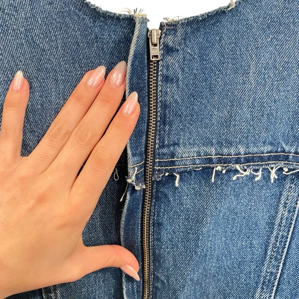 Zara Patchwork Denim Mini Dress Style 6688/006 Size XS - Image 5