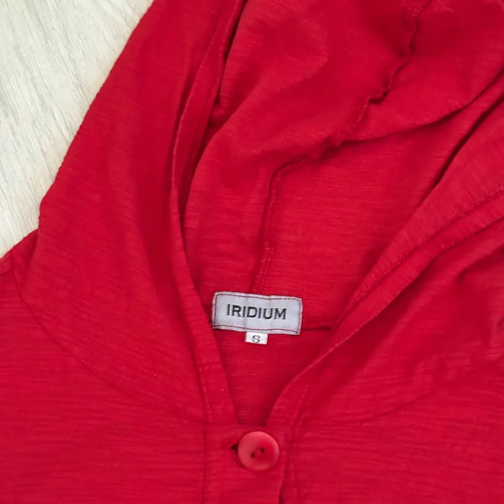 Iridium Full Button Down Hooded Longline Duster Carmela Jacket | Red | Small - Image 3