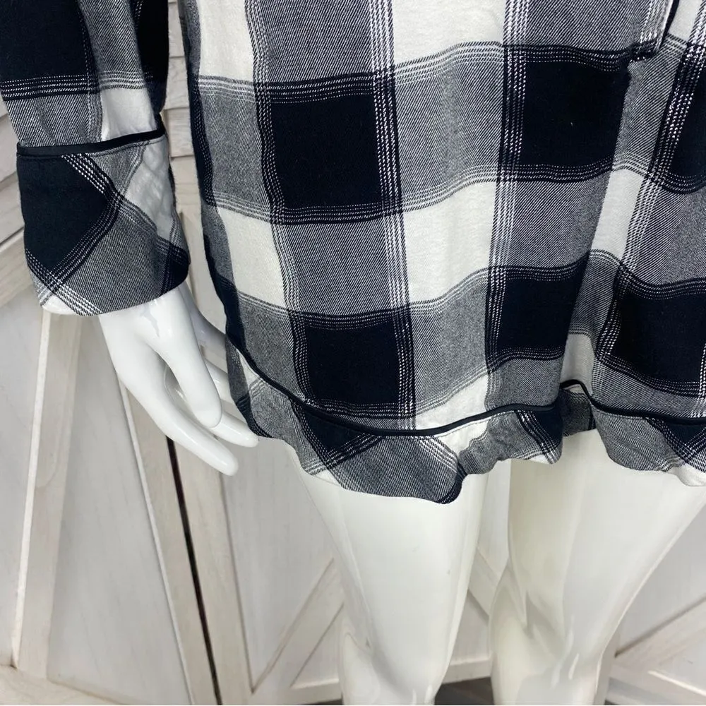 Victoria’s Secret Plaid‎ Flannel Shorts Sleep Romper Black White Small - Image 6