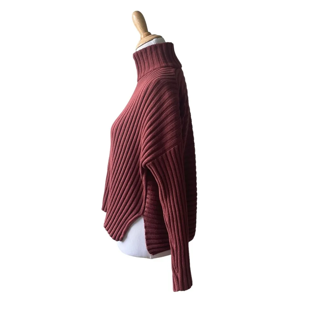 Bryn Walker Copper Brown Ribbed Zip Sweater Small - Image 53