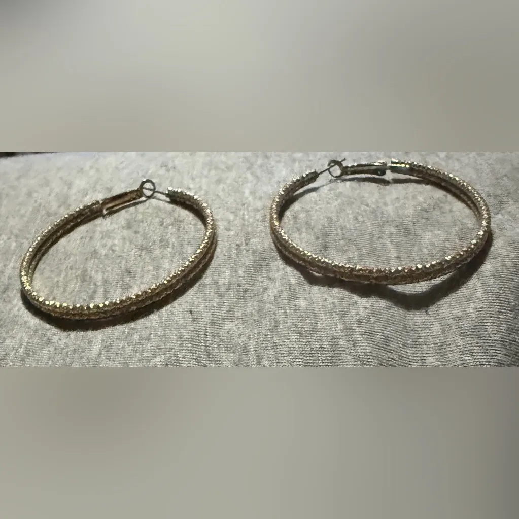 Double Silver Hoop Earrings - Image 4