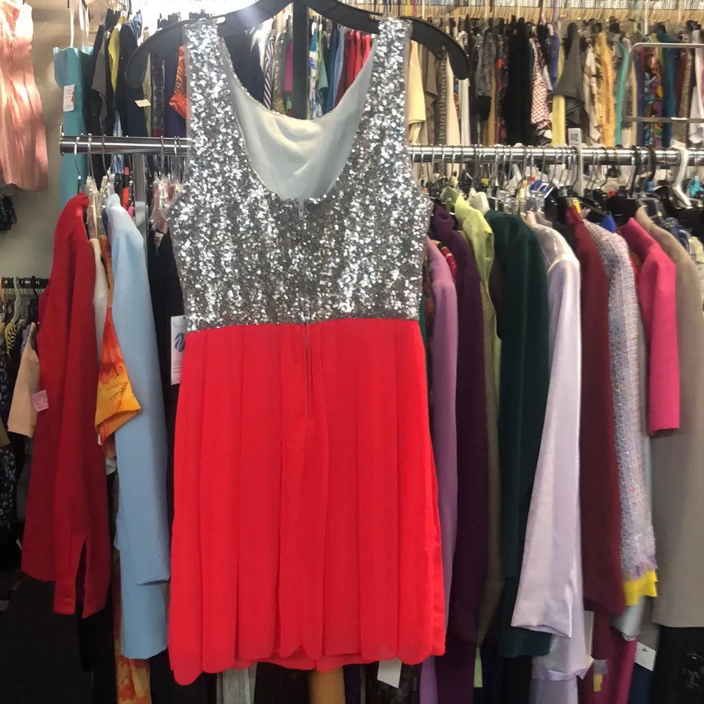 B. Darlin sz 9/10 silver & red lady’s short formal dress - Image 3