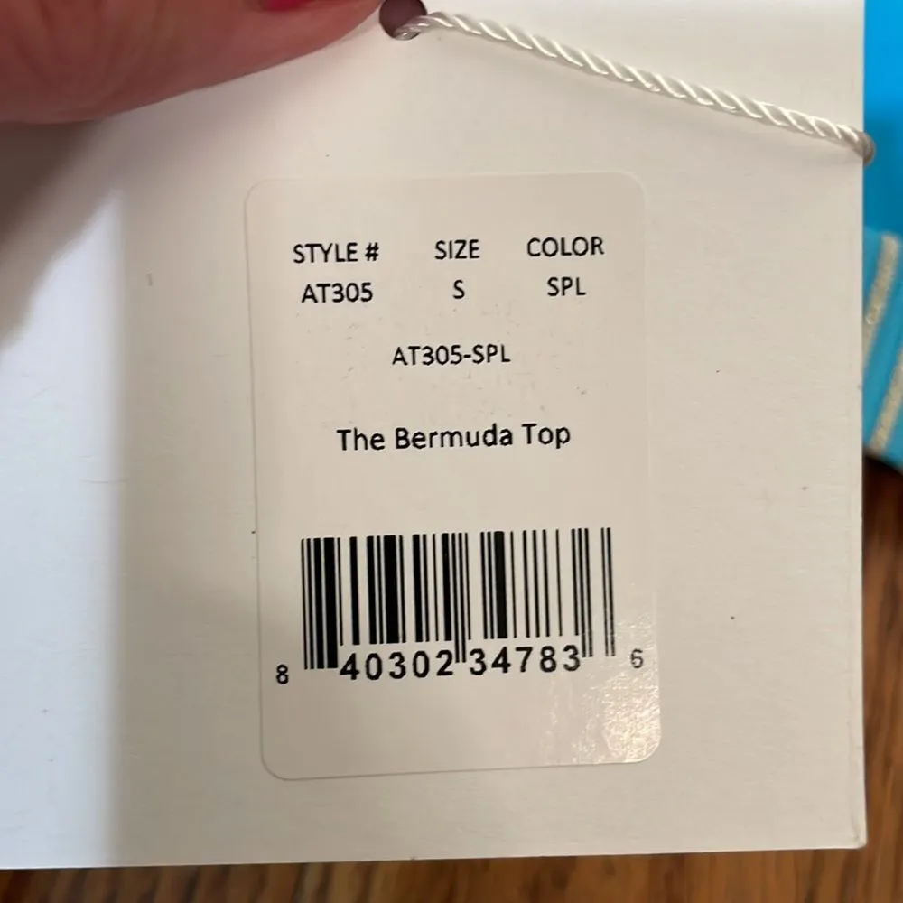 Andie x Mindy The Bermuda bikini top stripe splash Blue gold size small NWT - Image 6