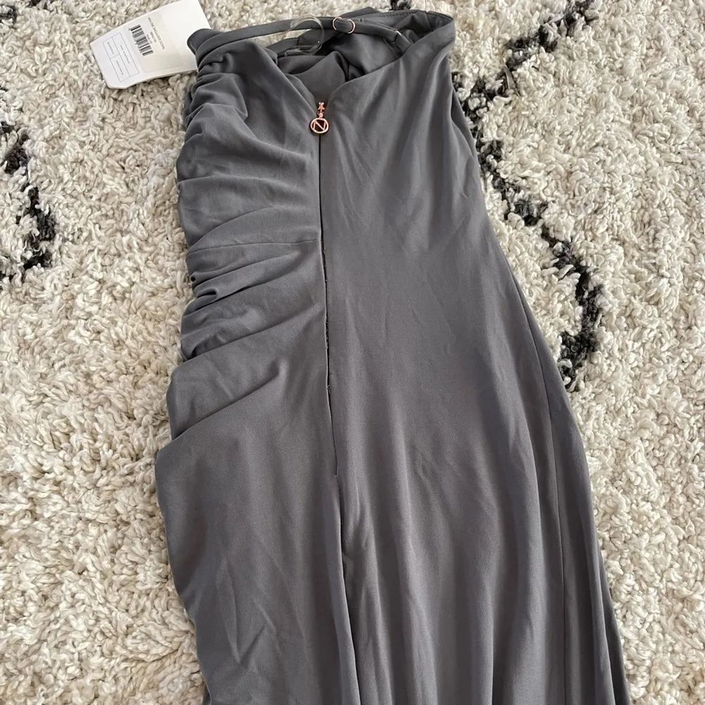 Aria One Shoulder Gown in Khaki - Image 4